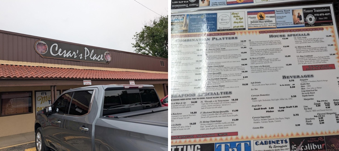 Cesar's Place - Vinita Menu